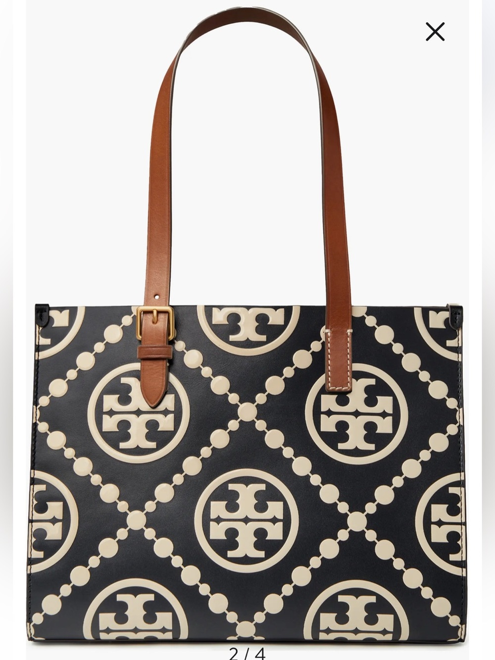 Small T Monogram Contrast Embossed Tote